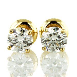 Diamond Stud Earrings Round E VVS2 Lab Created 14K Yellow Gold 1.40 TCW IGI Cert